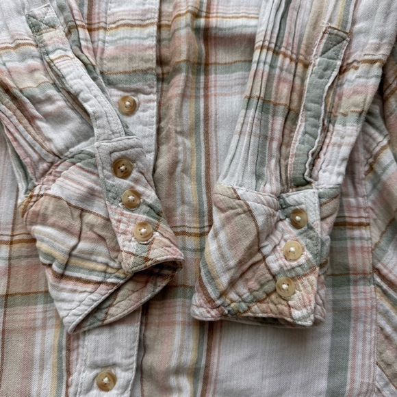 FREE PEOPLE Nordic Day Top In Ivory  Button down plaid shirt - XS - Picture 9 of 17